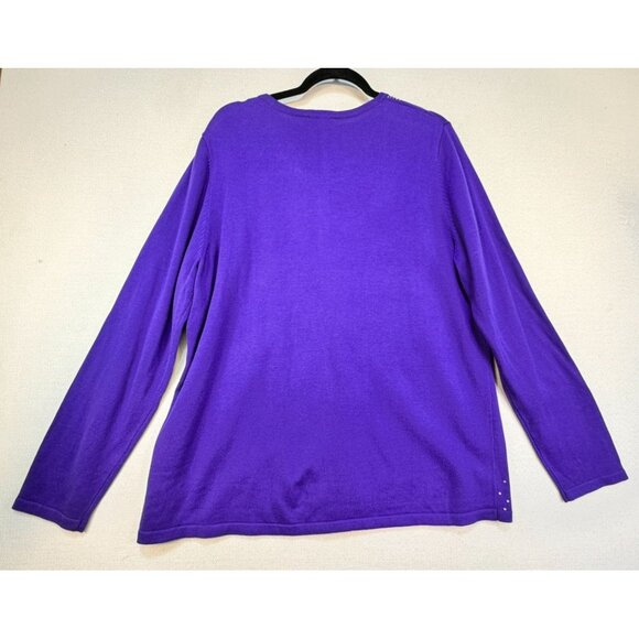 Quacker Factory Womens Embellished Cardigan Sweater Size XL/XXL Purple - Picture 8 of 9